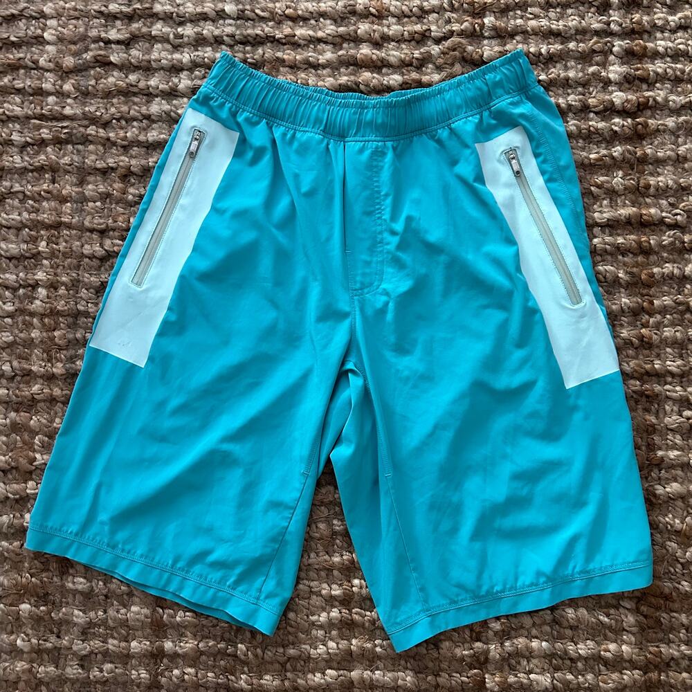 Lululemon Men’s Athletic Shorts Blue Teal Zip Pockets Size M EUC